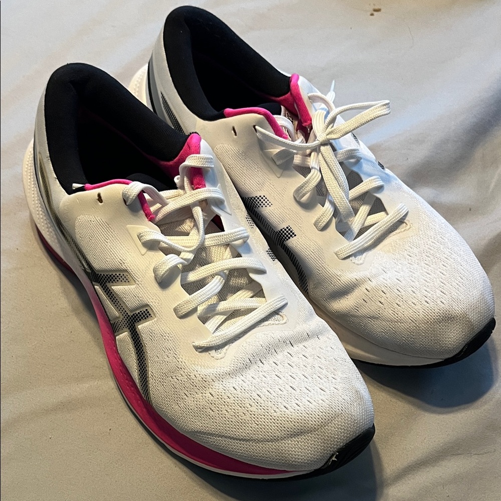Asics Women's White and Pink Athletic Shoes